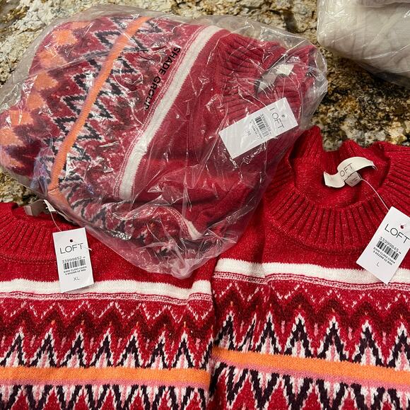 ** NWT LOFT Ruby Rust Red Fair Isle Everyday Sweater - SIZE XL - Picture 8 of 8